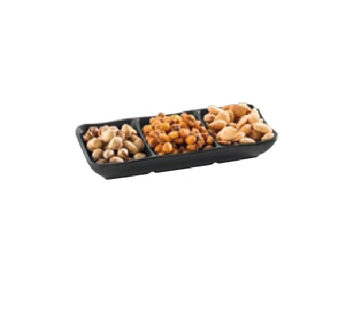BANDEJA SNACK  MELAMINA 190*80*30MM 3 COMP PRETA
