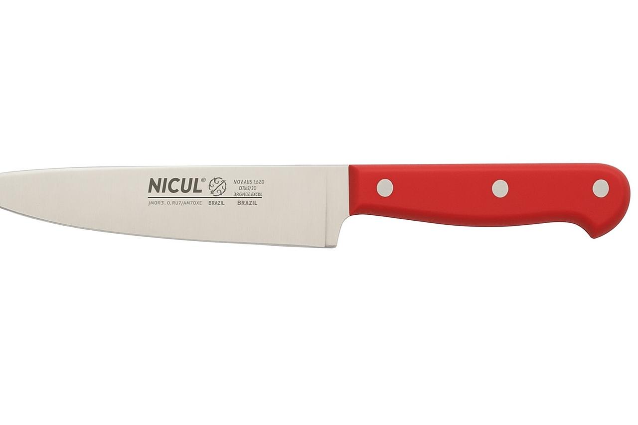 FACA COZINHEIRO VERMELHA 18 CM