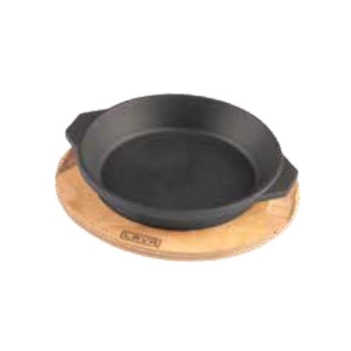 PRATO FERRO FUNDIDO DIAM 16 CM C BASE MADEIRA