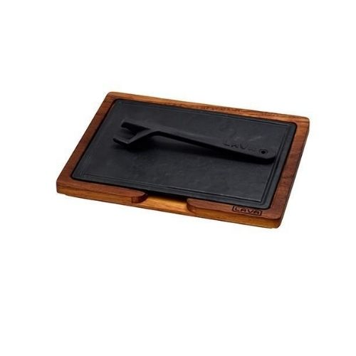 PLACA FERRO FUNDIDO 16*30 CM COM BASE MADEIRA