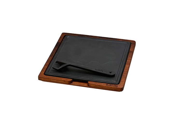 PLACA FERRO FUNDIDO RECTANGULAR 25*25 C BASE MADEIRA