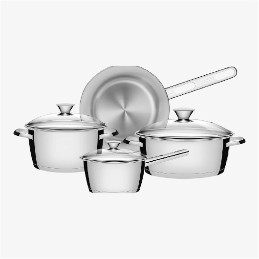 JOGO 4 PECAS CACAROLAS E FRIGIDEIRA INOX