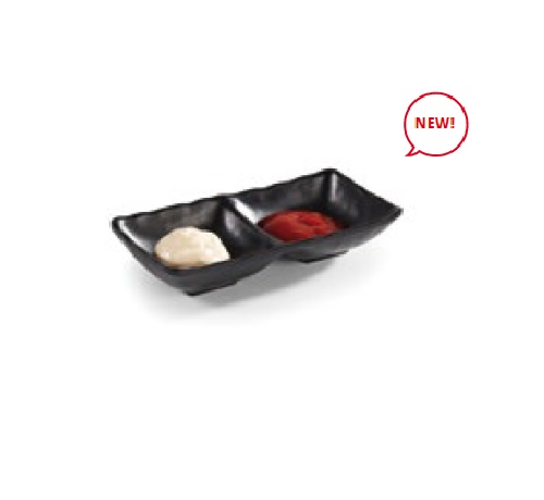 BANDEJA SNACK  MELAMINA 2 COMP PRETA