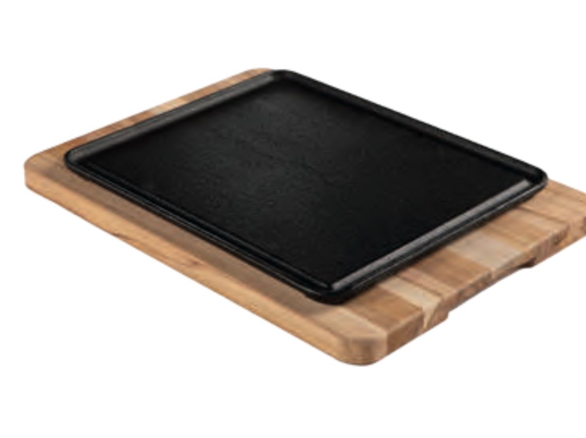 TABUA DE TECA COM PLACA FERRO FUNDIDO 40X28X1.8 CM