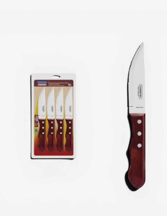 JOGO DE 4 FACAS 12 CM CARNE BBQ POLYWOOD VERMELHO