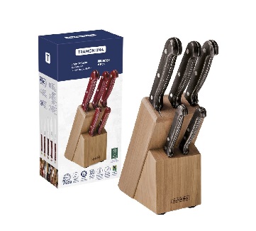 BLOCO DE MADEIRA COM 6 FACAS POLYWOOD